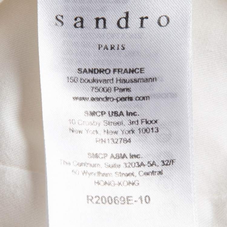 Pre Owned Sandro White Floral Lace Buttoned Front Mini Dress M