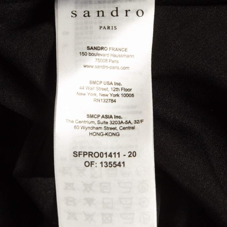 Pre Owned Sandro Black Velvet Lace and Crepe Mini Dress S