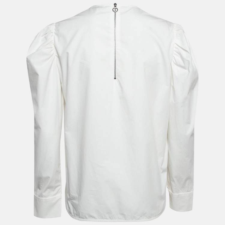 Pre Owned Sandro White Cotton Puff Sleeves Top M
