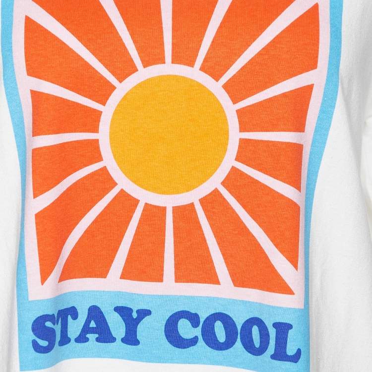Pre Owned Sandro White Graphic Print Cotton Crew Neck T-Shirt M