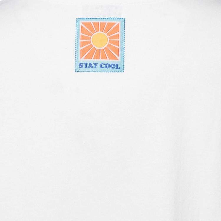 Pre Owned Sandro White Graphic Print Cotton Crew Neck T-Shirt M