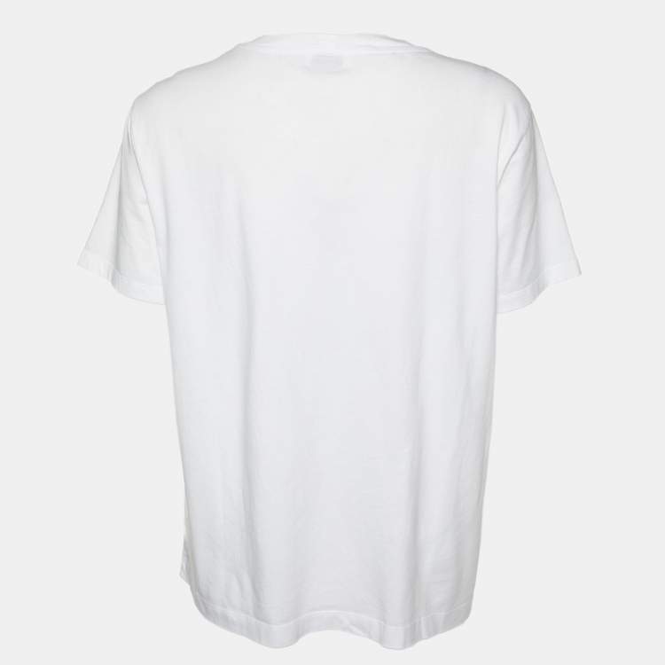 Pre Owned Sandro White Cotton Hope Embroidered Crew Neck T-Shirt S