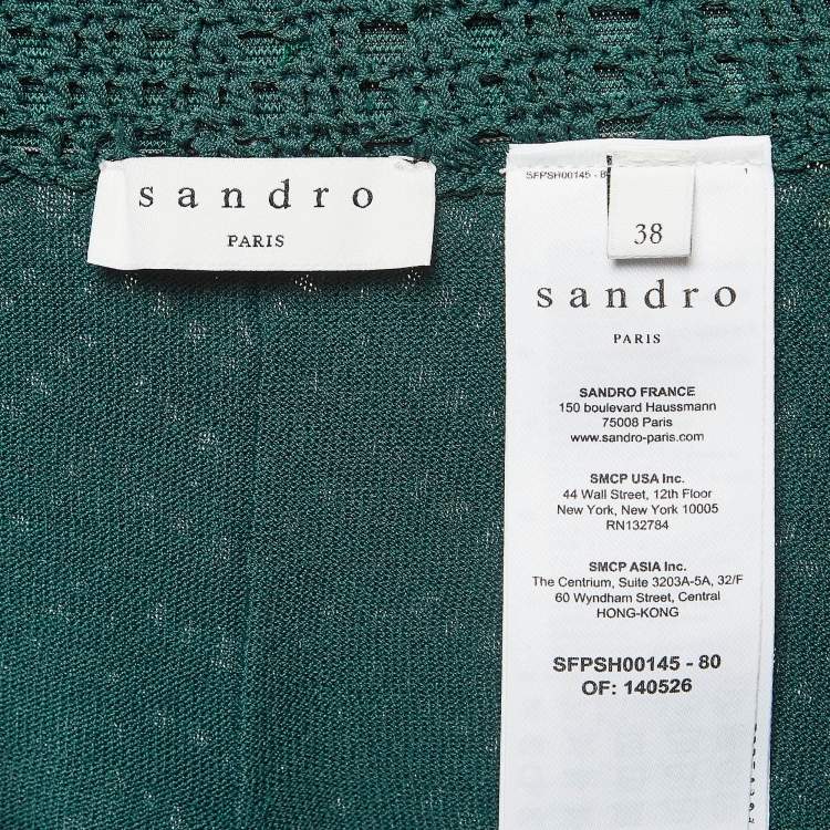Pre Owned Sandro Green Chevron Patterned Knit Shorts S