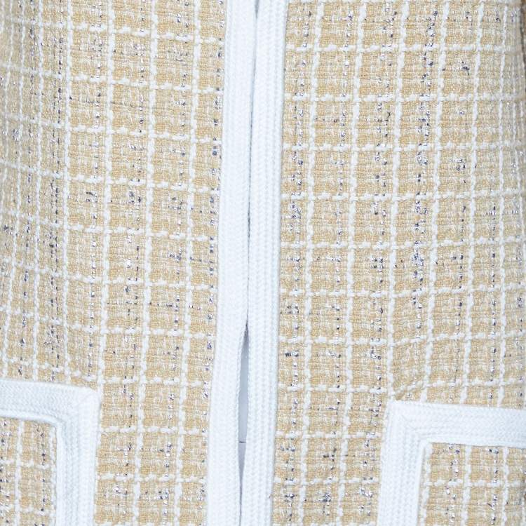 Pre Owned Sandro Yellow Ochre Cotton Blend Tweed Mielle Jacket S