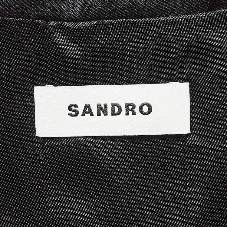 Pre Owned Sandro Navy Blue Pinstripe Wool Blend Sleeveless Mini Dress S
