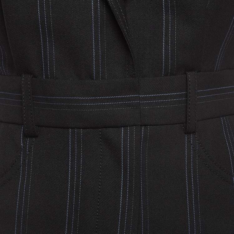 Pre Owned Sandro Navy Blue Pinstripe Wool Blend Sleeveless Mini Dress S