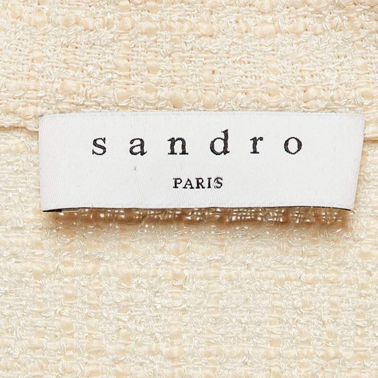Pre Owned Sandro Beige Tweed Double Breasted Mini Dress XS