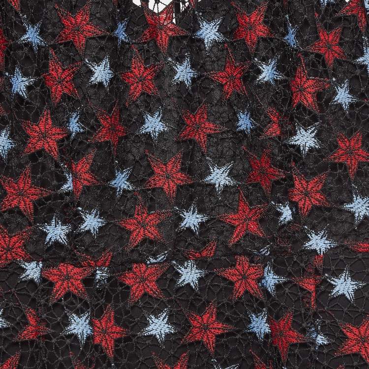 Pre Owned Sandro Black Star Lace Mini Dress M