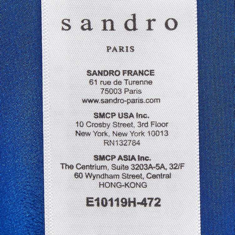 Pre Owned Sandro Blue Silk V Neck Loose Fit Top S