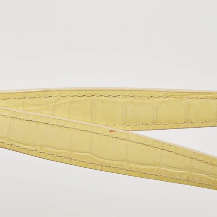 Pre Owned Sandro Yellow Croc Embossed Leather Chain Shoulder Bag