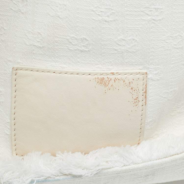 مملوكة مسبقًا Sandro Off White Embroidered Canvas Shopper Tote