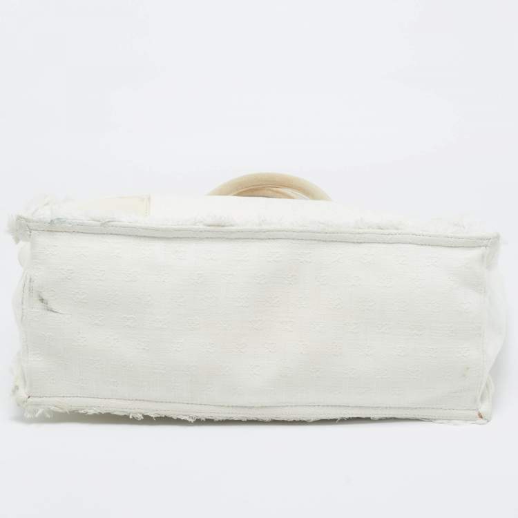 مملوكة مسبقًا Sandro Off White Embroidered Canvas Shopper Tote