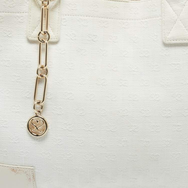مملوكة مسبقًا Sandro Off White Embroidered Canvas Shopper Tote