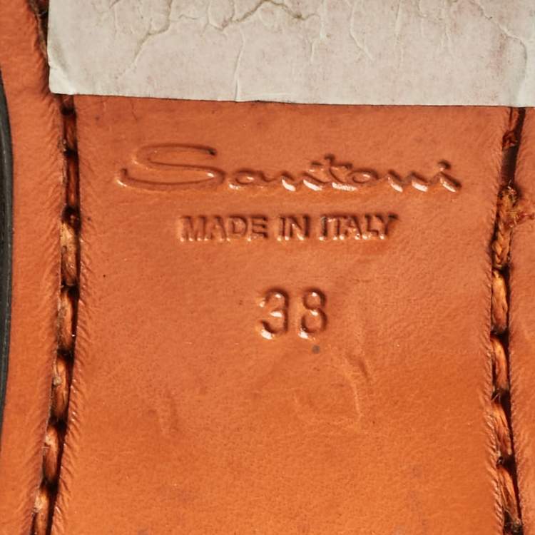 Pre Owned Santoni Brown Leather Knee Length Boots Size 38
