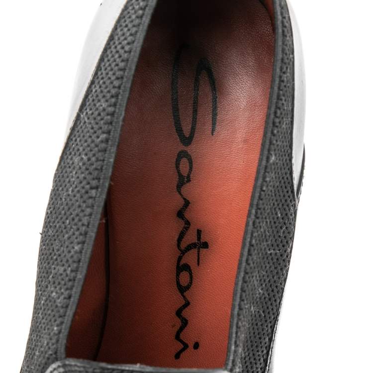 Pre Owned Santoni Black Leather and Elastic Band Tassel Detail Ankle Boots Size 39