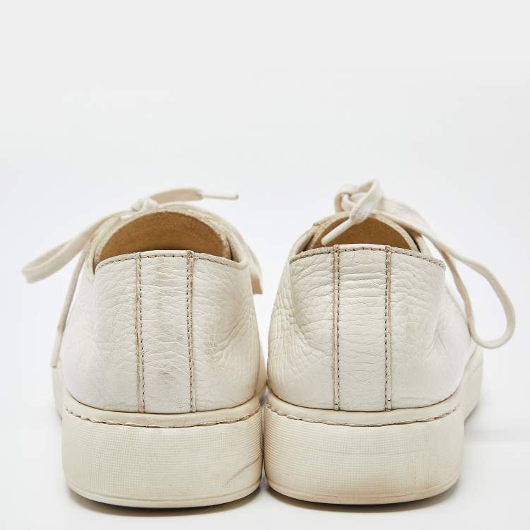 Pre Owned Santoni White Leather Low Top Sneakers Size 37