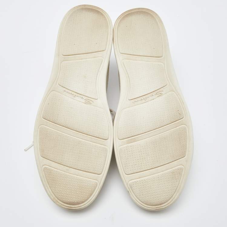 Pre Owned Santoni White Leather Low Top Sneakers Size 37