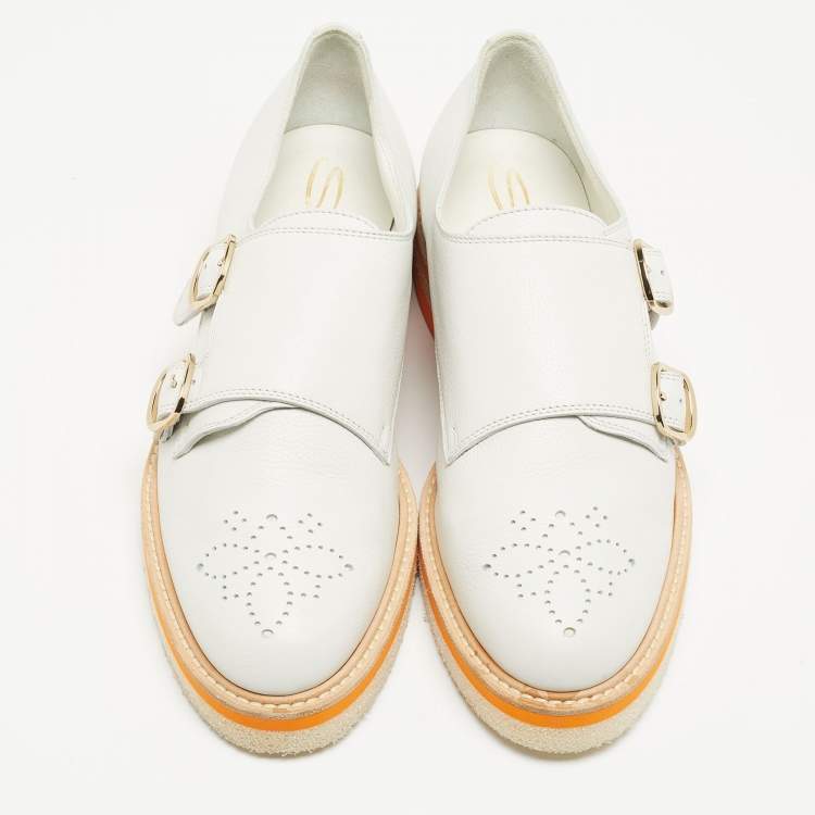 Pre Owned Santoni Grey Leather Buckle Oxford Size 39