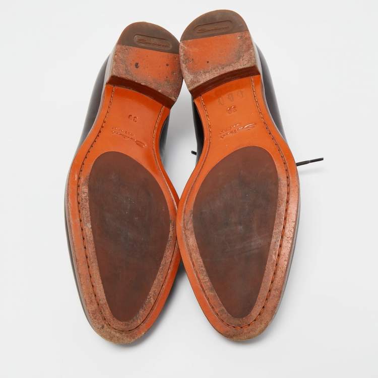 Pre Owned Santoni Brown Leather Lace Up Oxfords Size 39