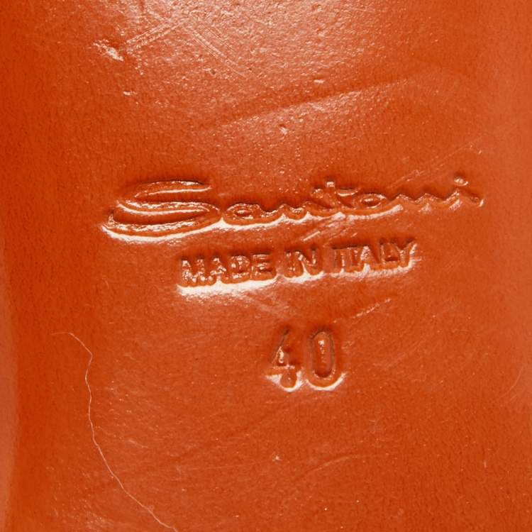 Pre Owned Santoni Gold Leather Flat Slides Size 40