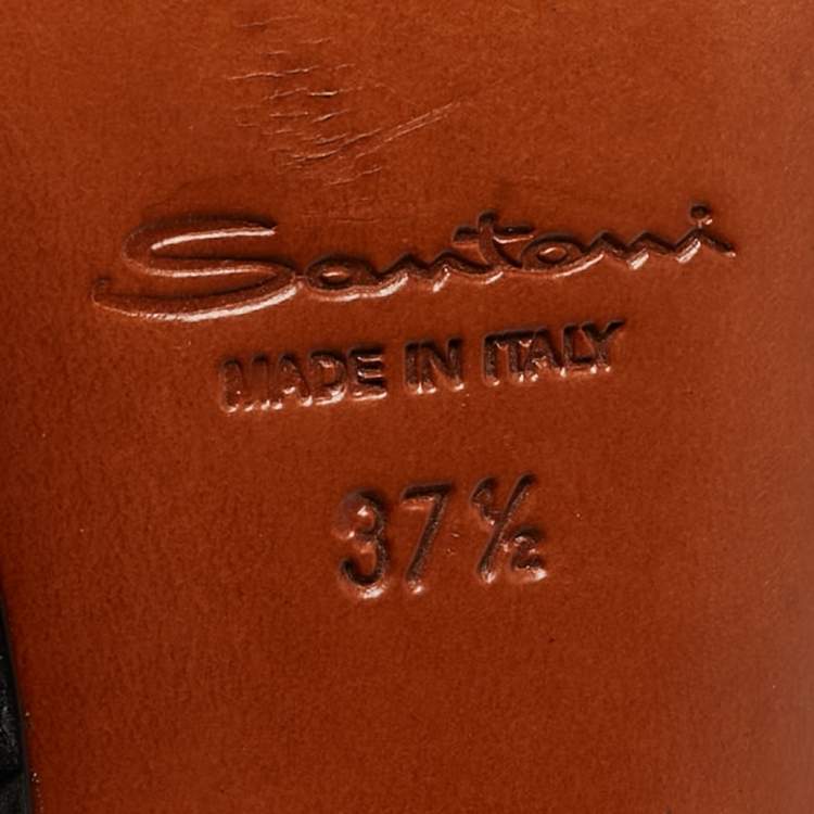 Pre Owned Santoni Black Leather Strappy Sandals Size 37.5