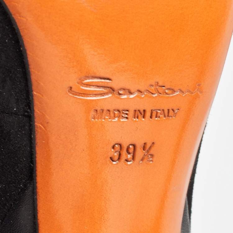 Pre Owned Santoni Black Suede Lace Up Ankle Boots Size 39.5