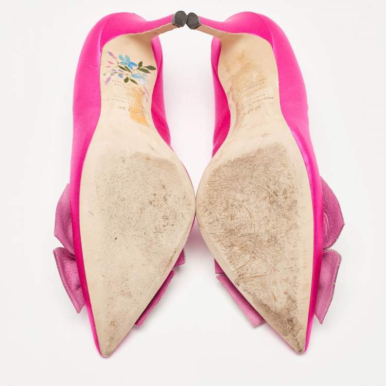 Pre Owned SJP Sarah Jessica Parker Pink Satin Crystal Embellished Pumps Size 37