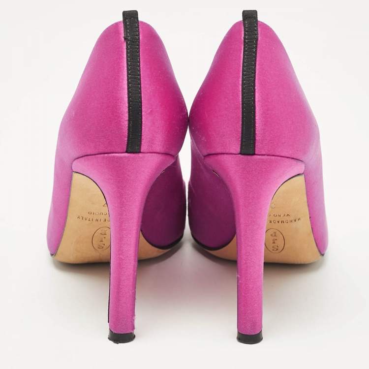 Pre Owned SJP Sarah Jessica Parker Pink Satin Crystal Embellished Pumps Size 37