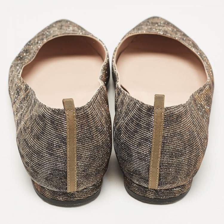 Pre Owned SJP Sarah Jessica Parker Gold Glitter Ballet Flats Size 37