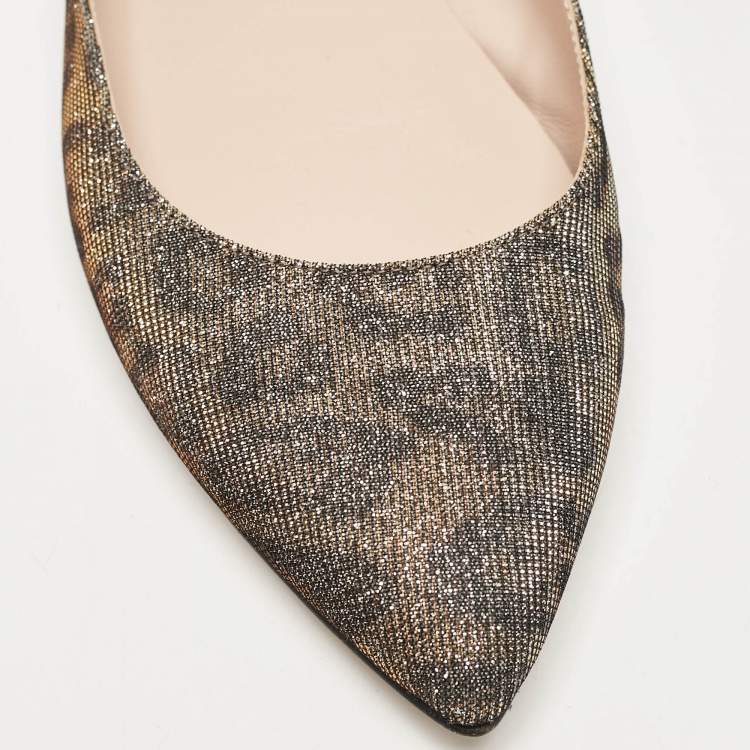 Pre Owned SJP Sarah Jessica Parker Gold Glitter Ballet Flats Size 37