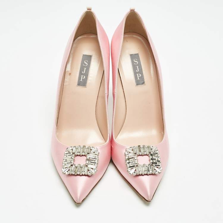Pre Owned SJP Sarah Jessica Parker Pink Satin The LJ Recital Pumps Size 39