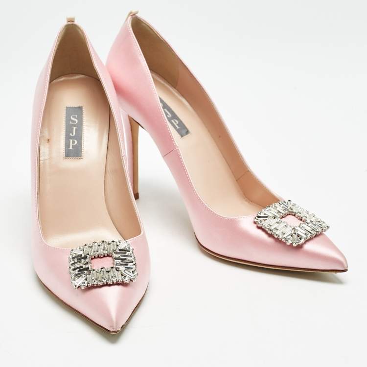 Pre Owned SJP Sarah Jessica Parker Pink Satin The LJ Recital Pumps Size 39