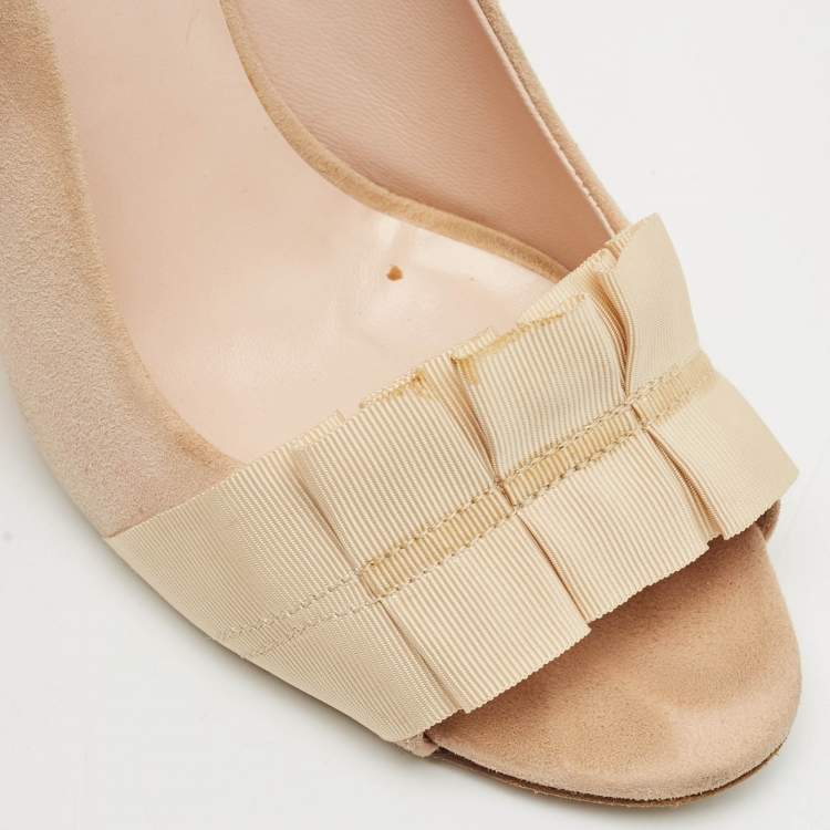 Pre Owned SJP Sarah Jessica Parker Beige Suede Open Toe Pumps Size 37