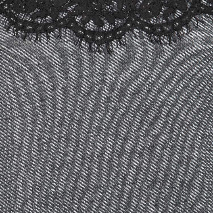 Pre Owned Sea Grey Wool and Lace Neckline Detail Sleeveless Dress S 