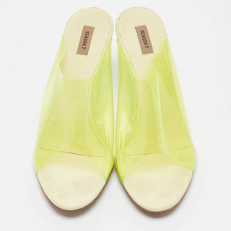 Pre Owned Yeezy Green PVC Slide Season 7 Sandals Size 39