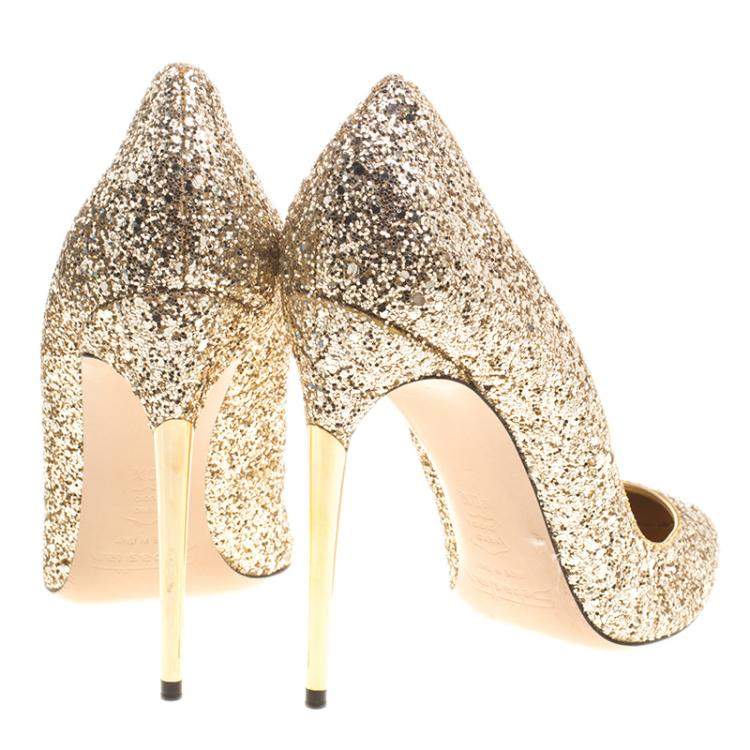 مملوكة مسبقًا Sebastian Metallic Gold Glitter Pumps Size 40.5