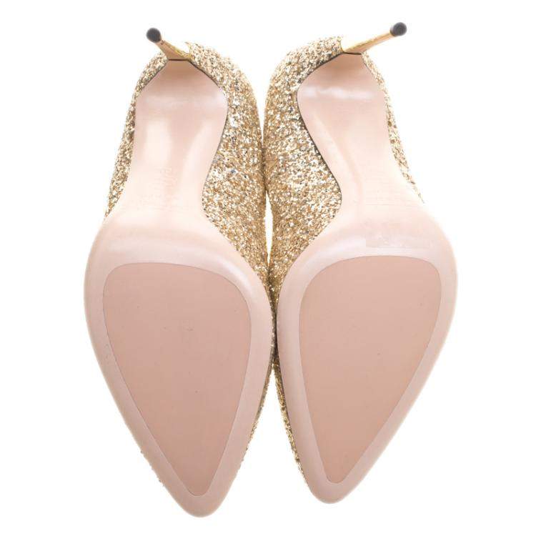 مملوكة مسبقًا Sebastian Metallic Gold Glitter Pumps Size 40.5