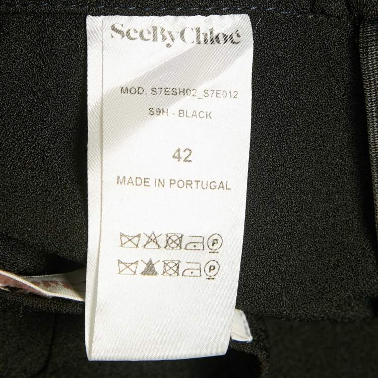 Pre Owned See by Chloe Black Crepe Ruffled Shorts L