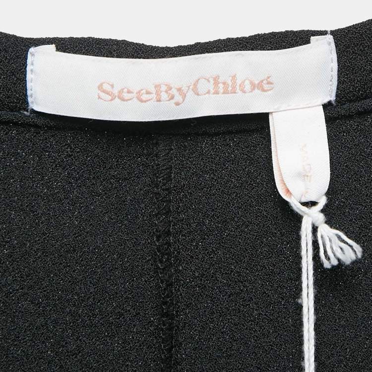 Pre Owned See by Chloe Black Crepe Ruffled Shorts L