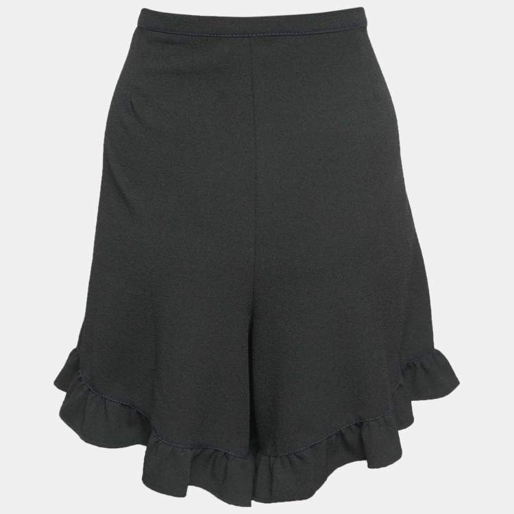 Pre Owned See by Chloe Black Crepe Ruffled Shorts L