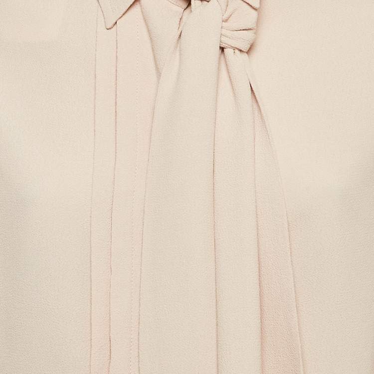 Pre Owned See by Chloe Pink Crepe Pleated Neck Tie Shirt M