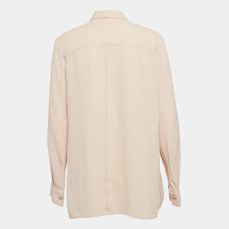 Pre Owned See by Chloe Pink Crepe Pleated Neck Tie Shirt M