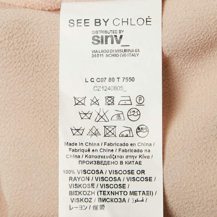 Pre Owned See by Chloe Pink Crepe Pleated Neck Tie Shirt M