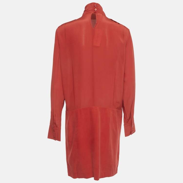 Pre Owned See by Chloé Red Crepe Silk and Crepe Short Dress M