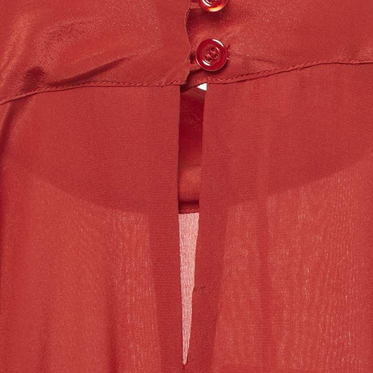 Pre Owned See by Chloé Red Crepe Silk and Crepe Short Dress M