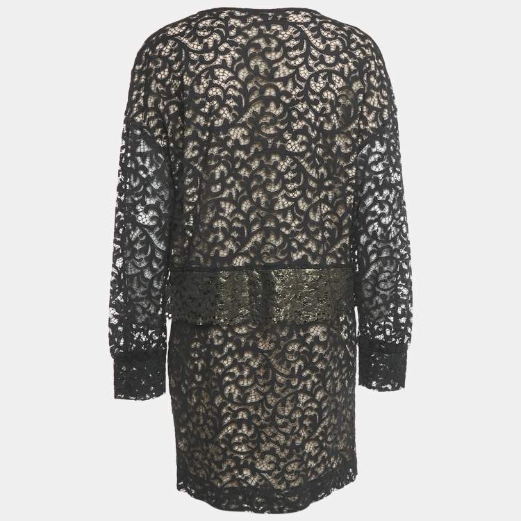 Pre Owned See by Chloé Black Lace Frilled Short Dress M