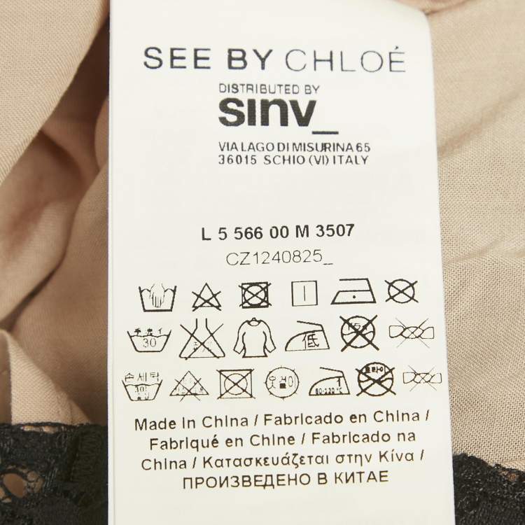 Pre Owned See by Chloé Black Lace Frilled Short Dress M