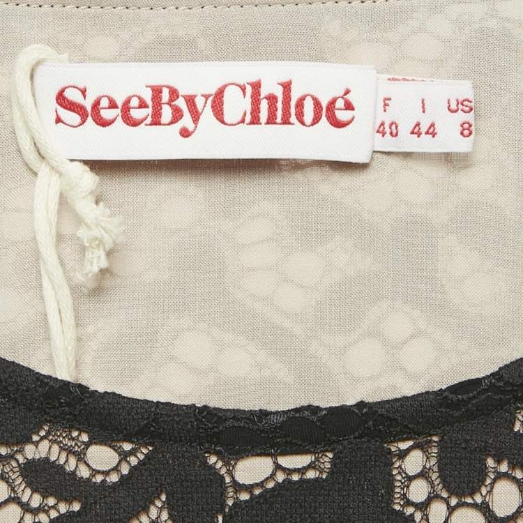 Pre Owned See by Chloé Black Lace Frilled Short Dress M