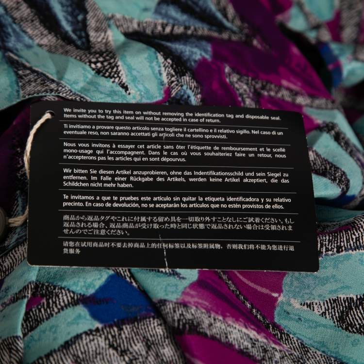 Pre Owned See by Chloe Blue Multicolor Zig-Zag Printed Silk Mini Dress M