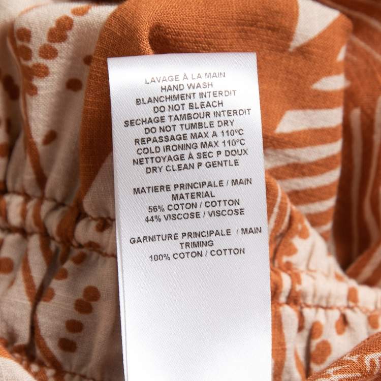 Pre Owned See by Chloe Brown/Beige Printed Cotton Blend Drawstring Maxi Dress M